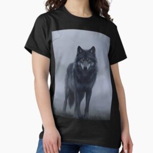 Dark Wolf in Misty Forest