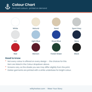 Witty Harbor garment colour chart